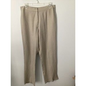 100% Linen Pants Beige Tan John Paul Richard Minimalist Coastal Beachy Size 10